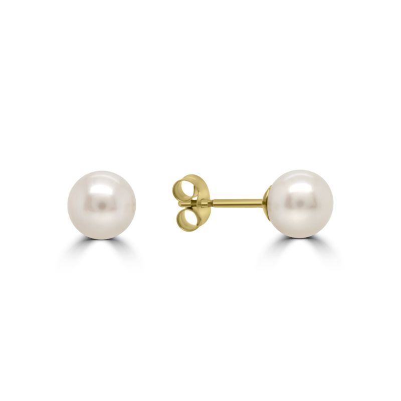 9ct Yellow Gold Cultured Fresh Water Pearl Earrings 7-7.5mm