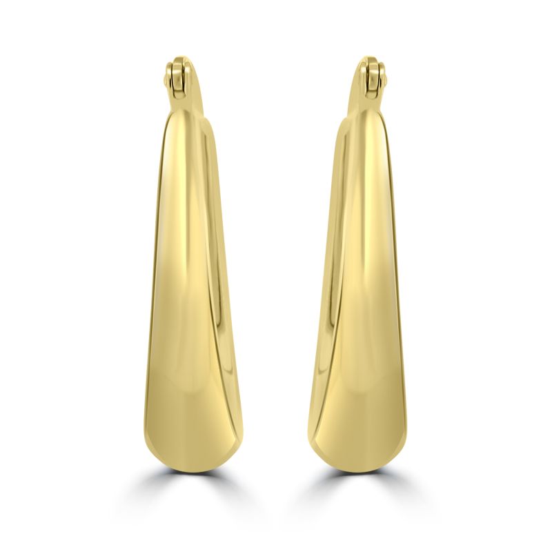 9ct yellow gold elongated tapered hoop earrings 