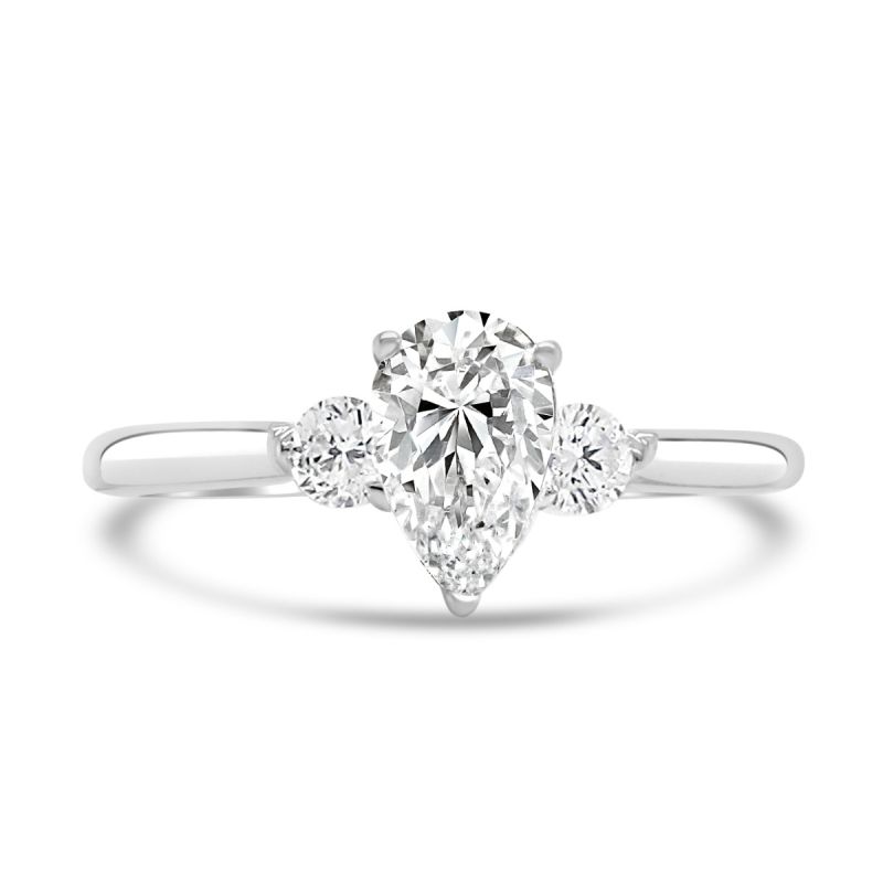 Platinum Pear & Brilliant Cut Diamond Engagement Ring 0.66ct
