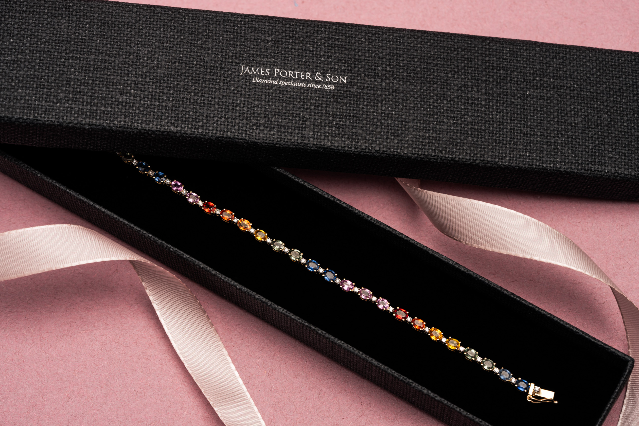Rainbow sapphire tennis bracelet